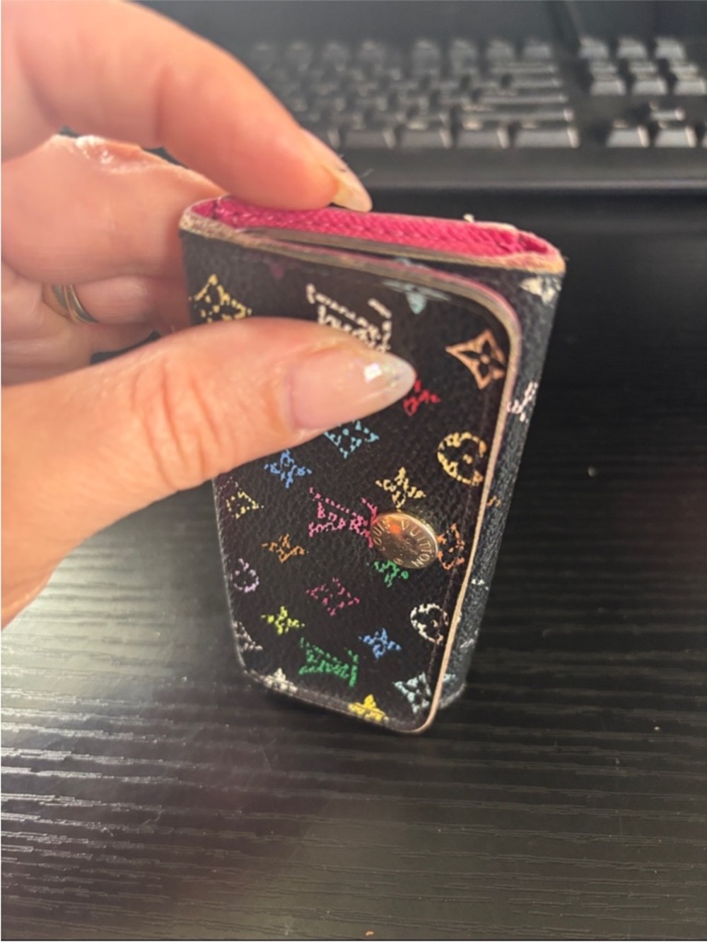 ✨Authentic Louis Vuitton Black Multicolor Monogram Multicles 4 Key Case Wallet✨ - Picture 7 of 16